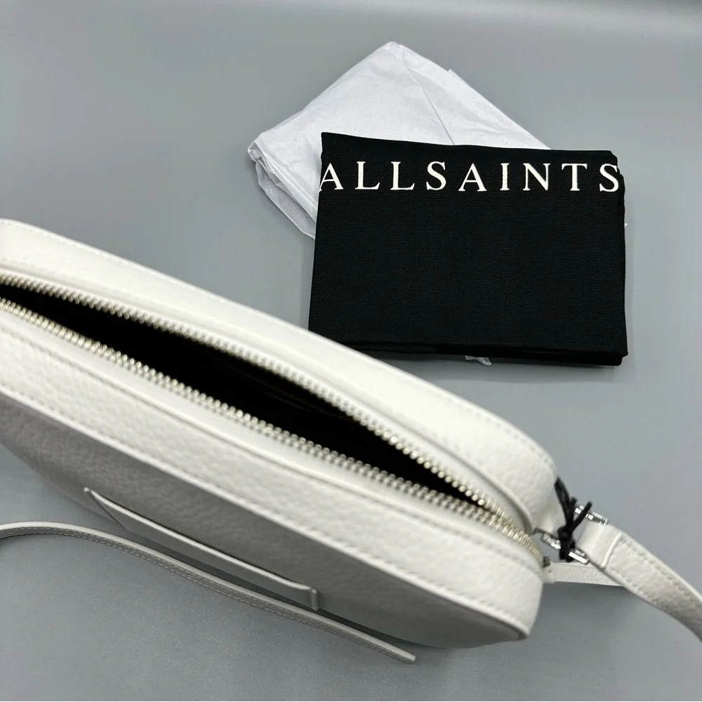 AllSaints Leather White Camera Crossbody Bag